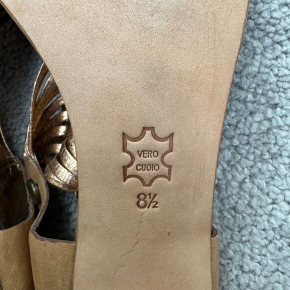 Cynthia Vincent Slingback Gladiator Heeled Sandals Women 8.5 Gold Bronze Leather - Picture 14 of 16